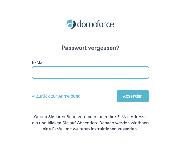 Passwort-Reset E-Mail eingeben