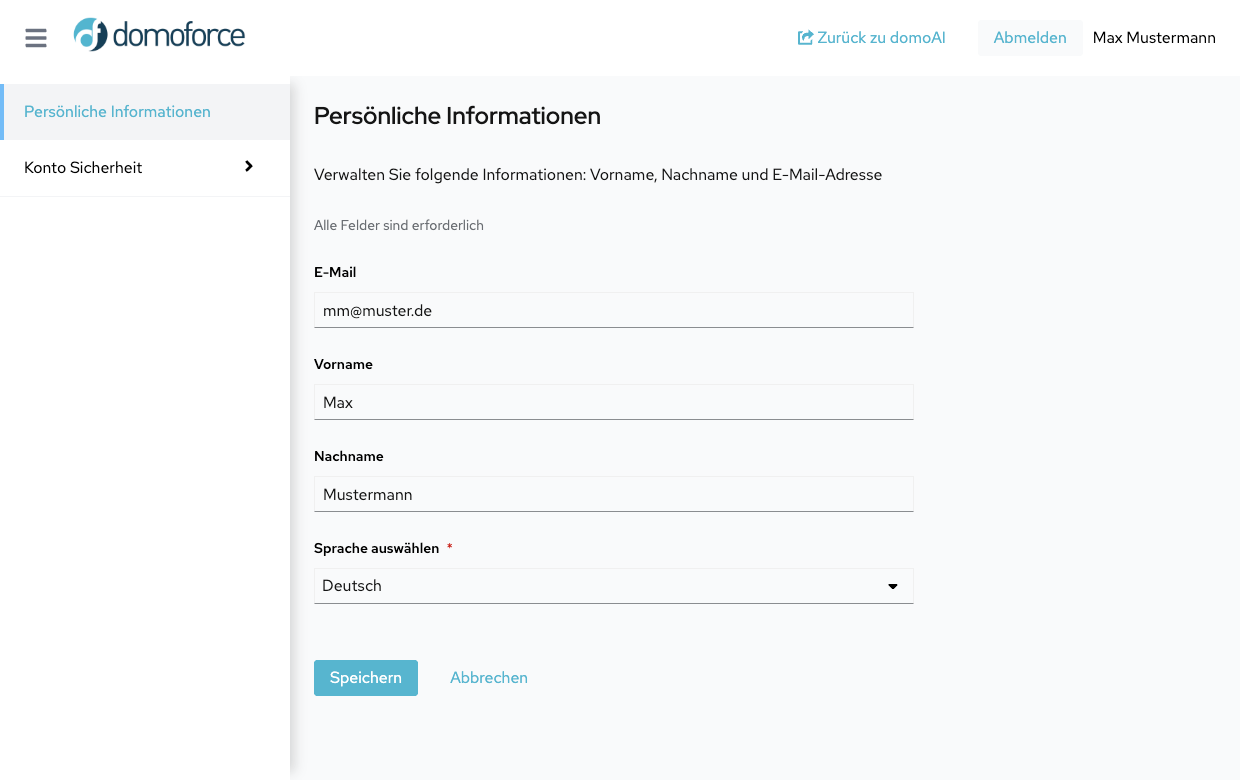 Profil bearbeiten Formular