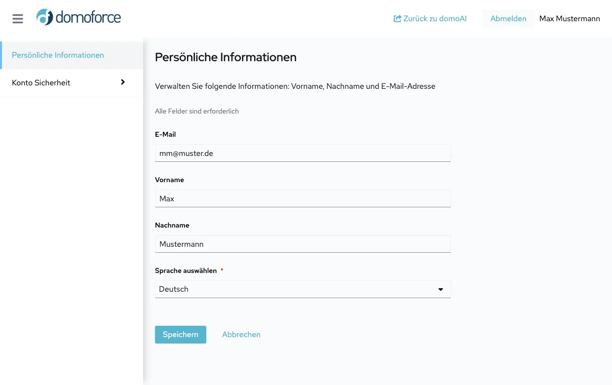 Profil bearbeiten Formular