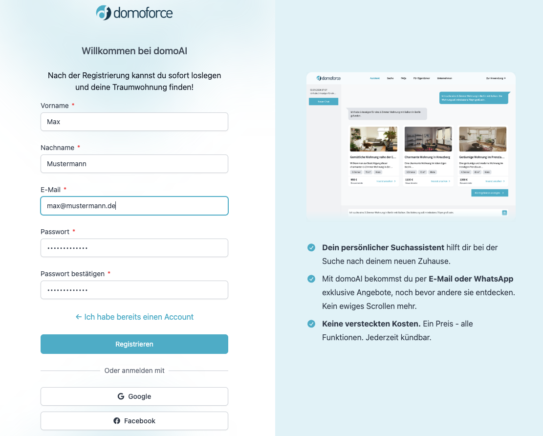 Registrierungsformular