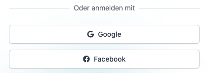 Social Login Optionen