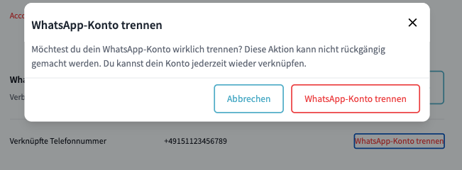 WhatsApp Verbindung verwalten