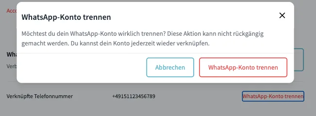 WhatsApp Verbindung verwalten