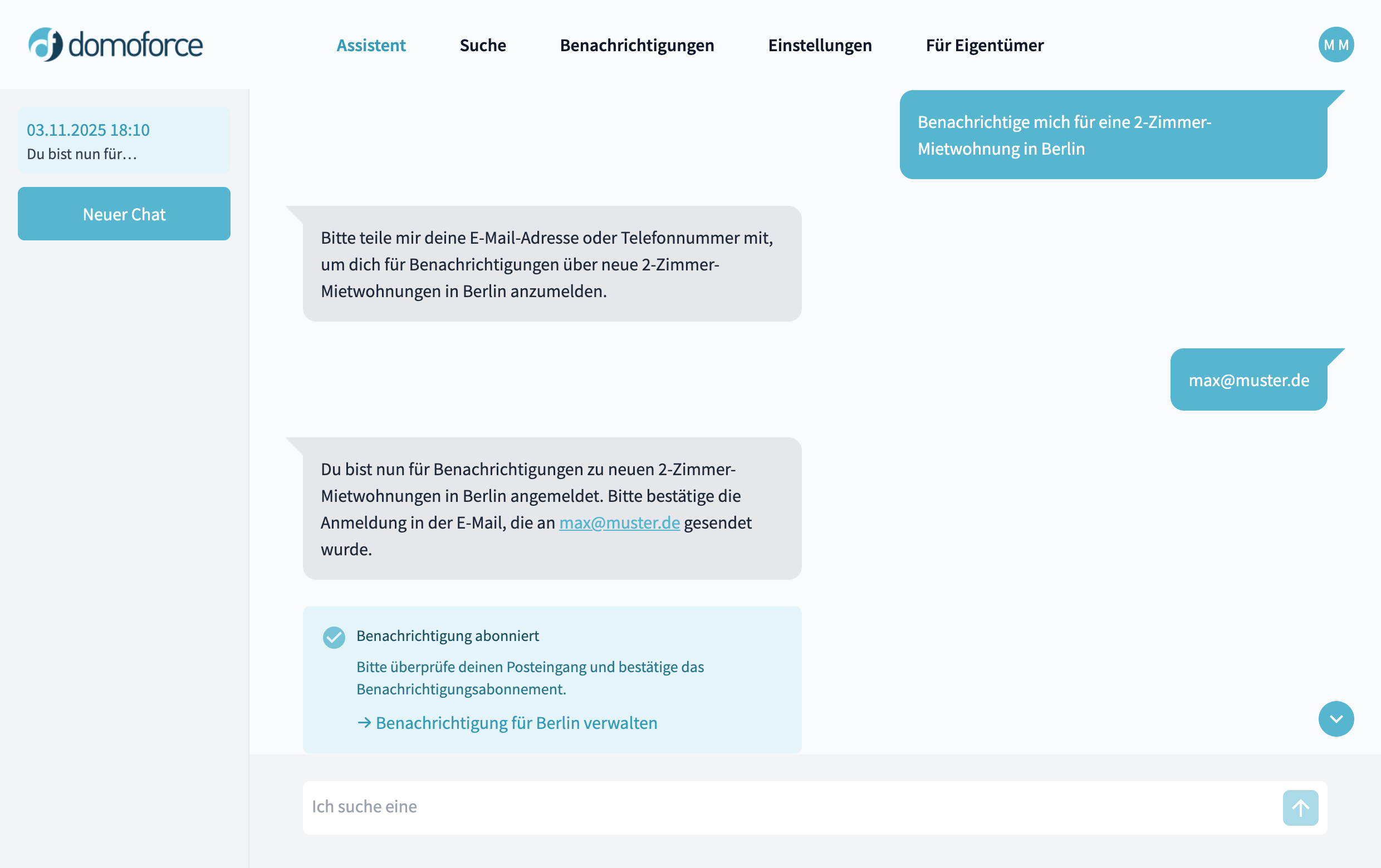 Benachrichtigung per Nachricht mit vorheriger Suche in WhatsApp erstellen