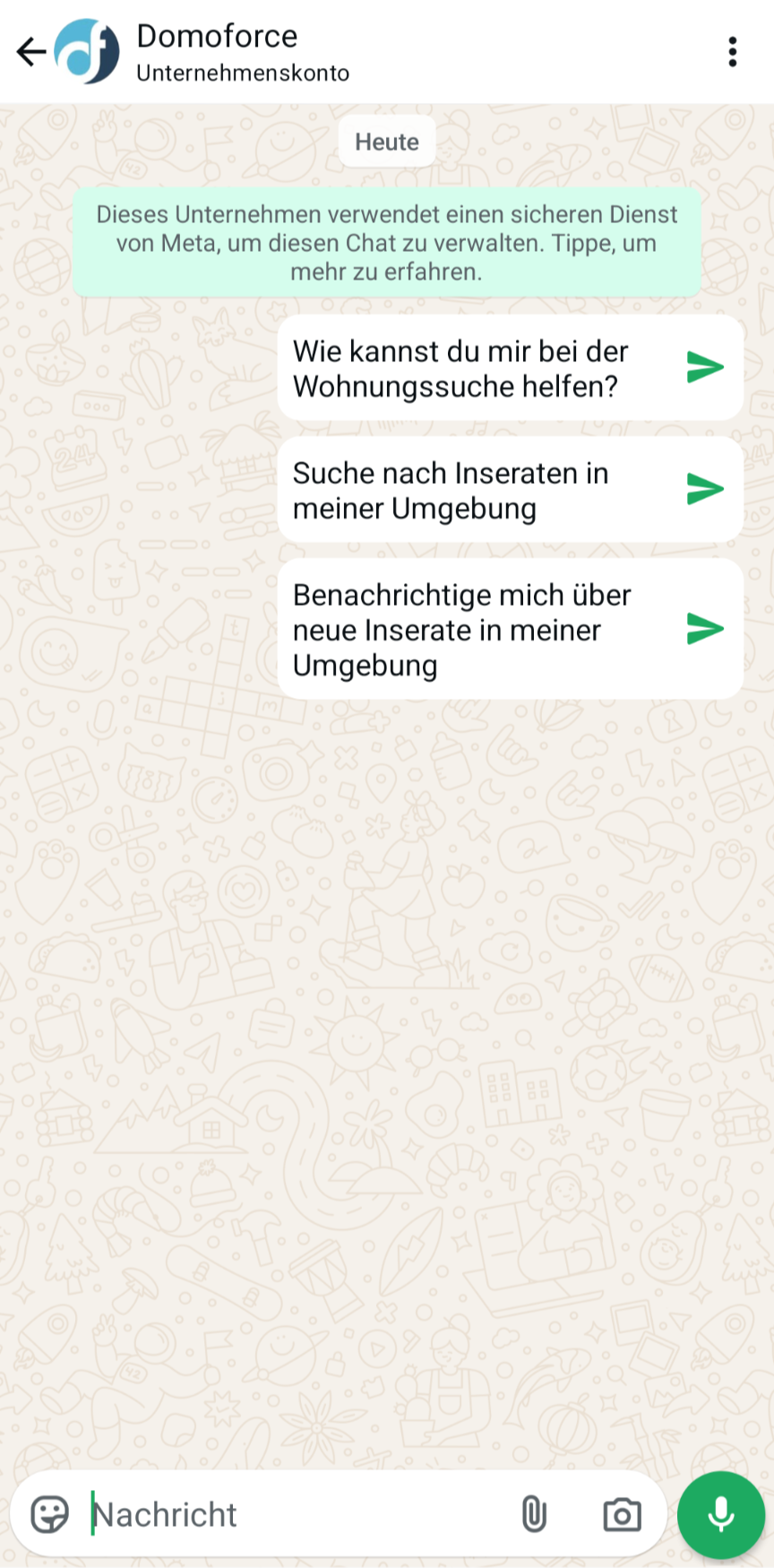 Leerer WhatsApp Chat mit domoAI