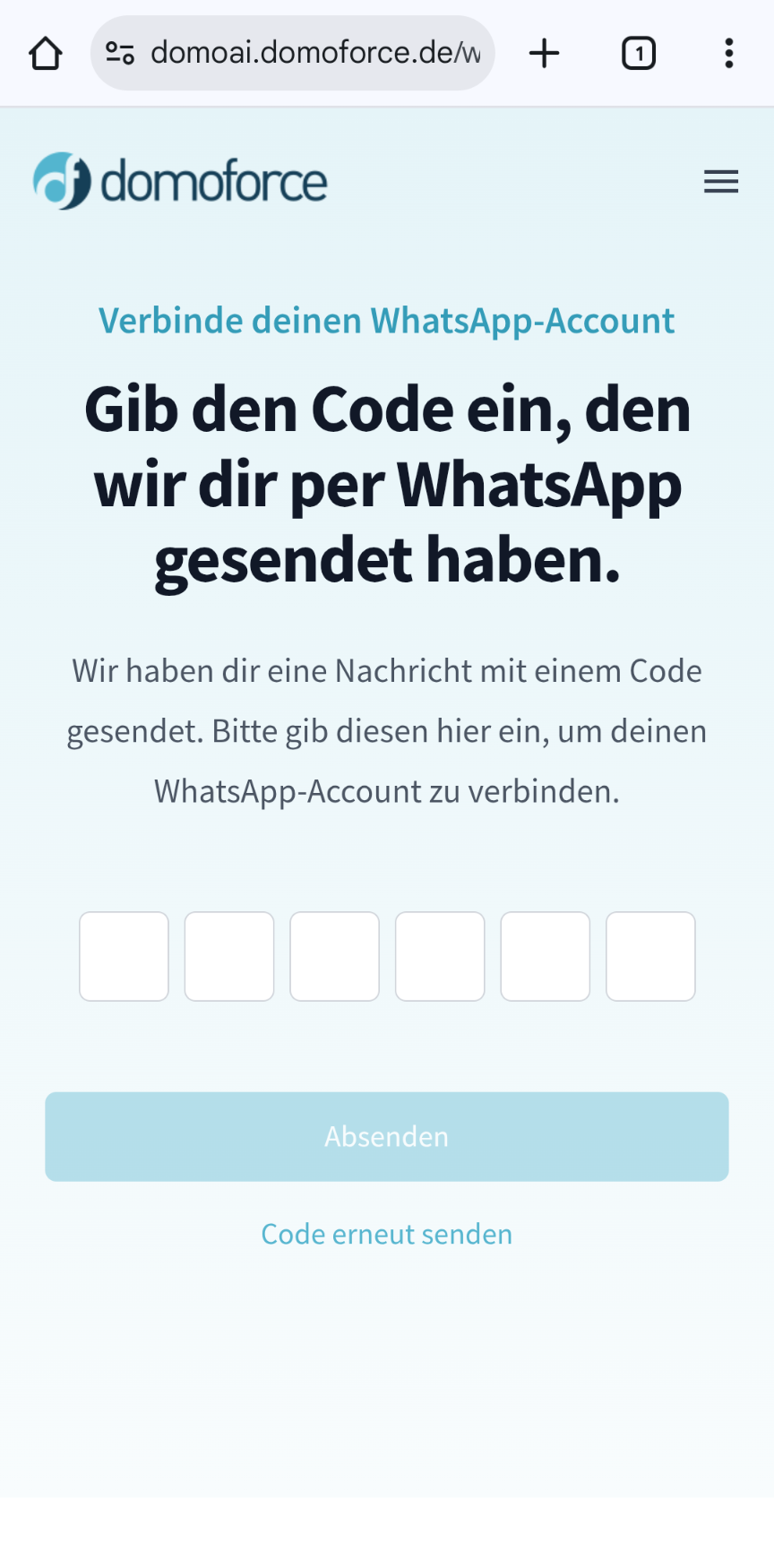 WhatsApp Code anfordern und eingeben